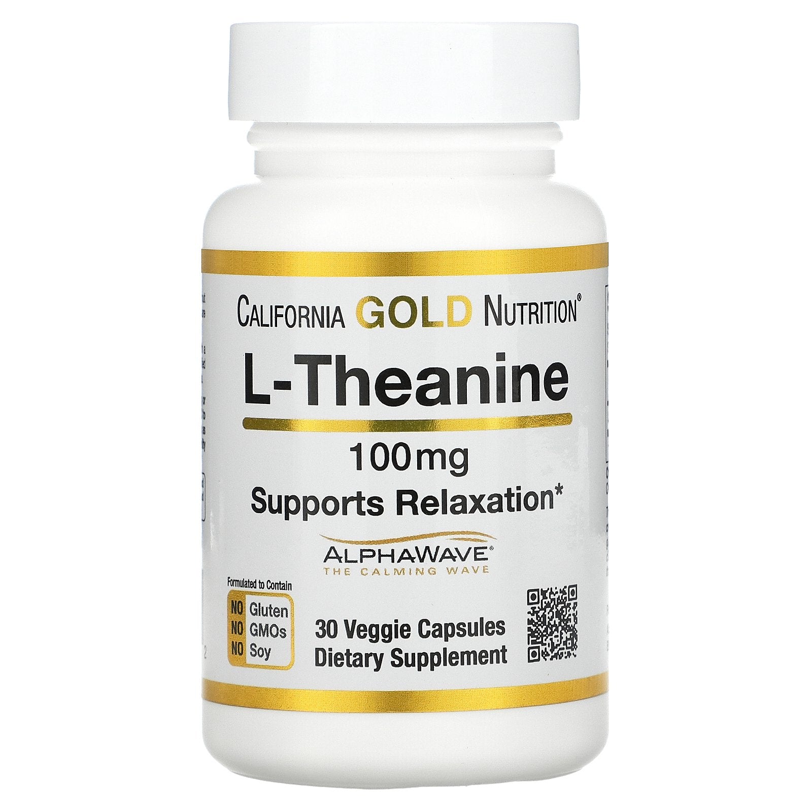 California Gold Nutrition, L-Theanine, AlphaWave, Supports Relaxation, Calm Focus, 100 mg