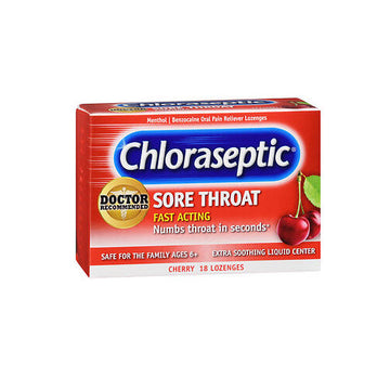 Chloraseptic Sore Throat Lozenges Cherry 18 each By Med Tech