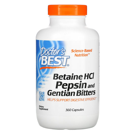 Doctor's Best, Betaine HCL Pepsin & Gentian Bitters Capsules