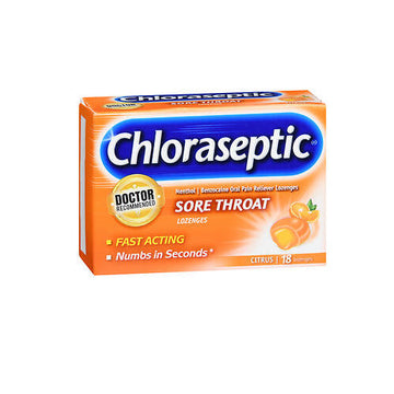 Chloraseptic Sore Throat Lozenges Citrus 18 each By Chlorase