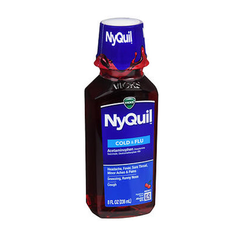 Vicks Nyquil Cold Flu Nighttime Relief Liquid Cherry 8 oz By