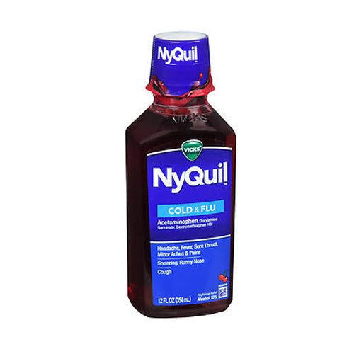 Vicks Nyquil Cold Flu Nighttime Relief Liquid Cherry 12 oz B