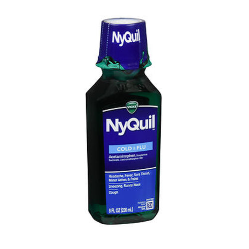 Vicks Nyquil Cold Flu Nighttime Relief Liquid Original 8 oz 