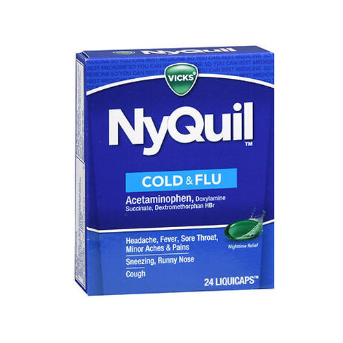Vicks Nyquil Cold Flu Nighttime Relief Liquicaps 24 caps By 