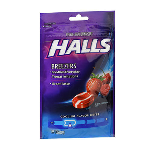 Halls Fruit Breezers Throat Drops Cool Berry 25 Each By Hall