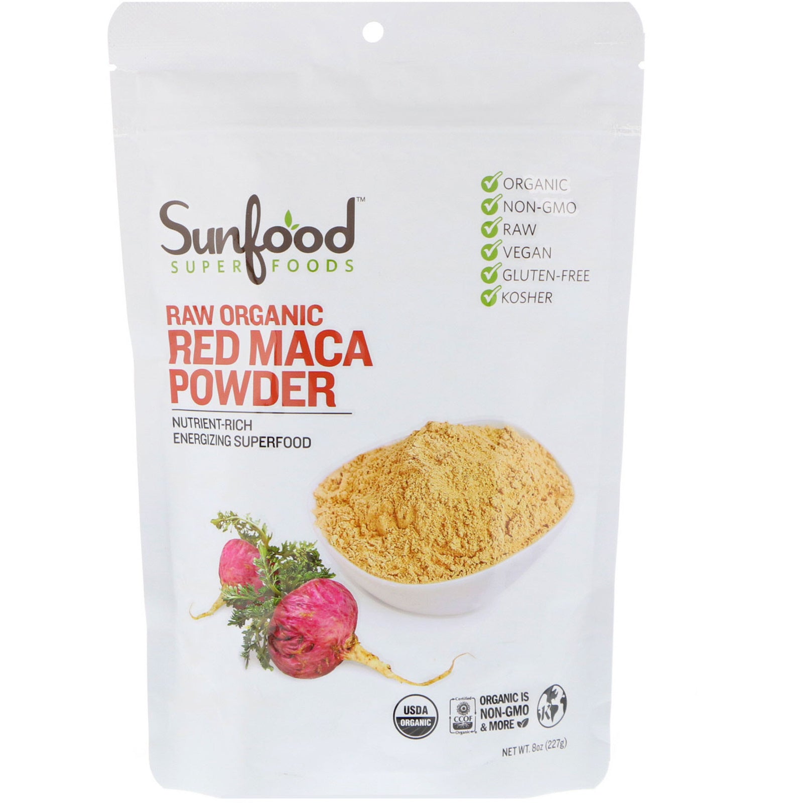 Sunfood, Raw Organic Red Maca Powder, (227 g)