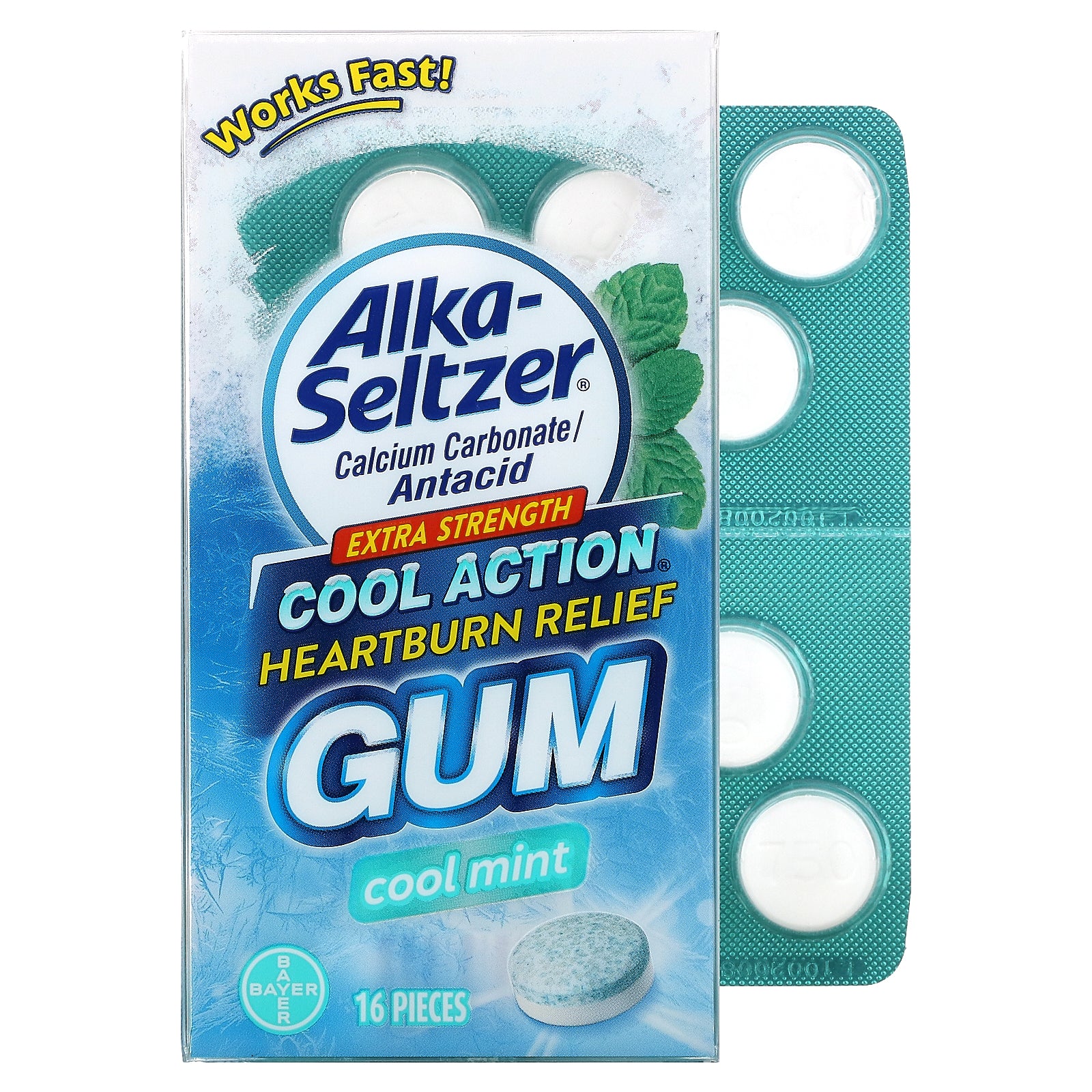 Alka-Seltzer, Heartburn Relief Gum, Extra Strength, Cool Mint