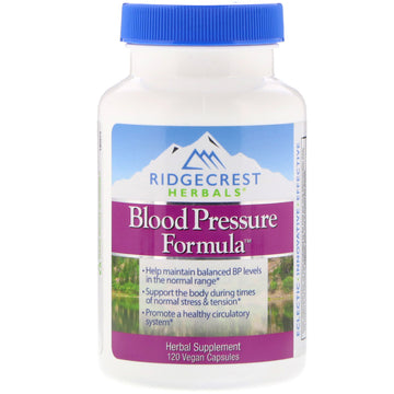 Ridgecrest Herbals Blood Pressure Herbal Formula, 12 Herbs, Poria Mushroom, Gastrodia, Gardenia, for Heart, Vascular, Circulation Health