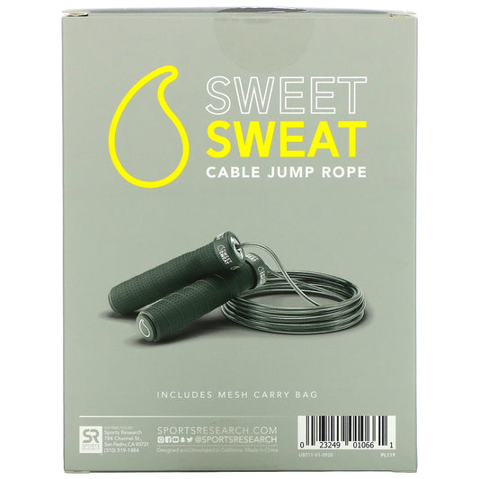 Sports Research, Sweet Sweat Cable Jump Rope, Black