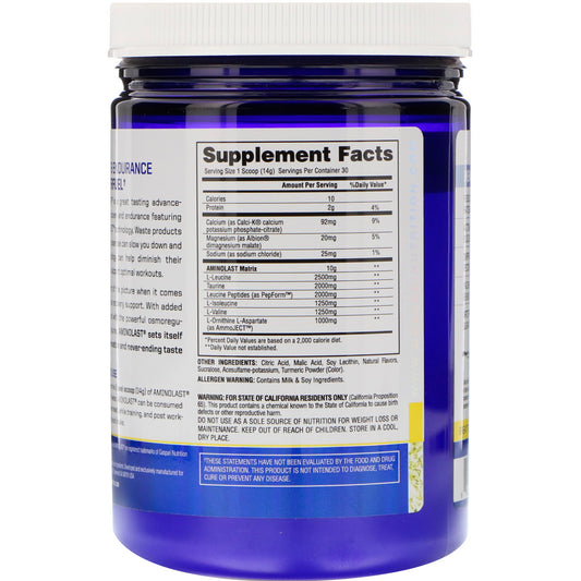 Gaspari Nutrition, Aminolast, Recovery & Endurance BCAA Superfuel, Lemon Ice