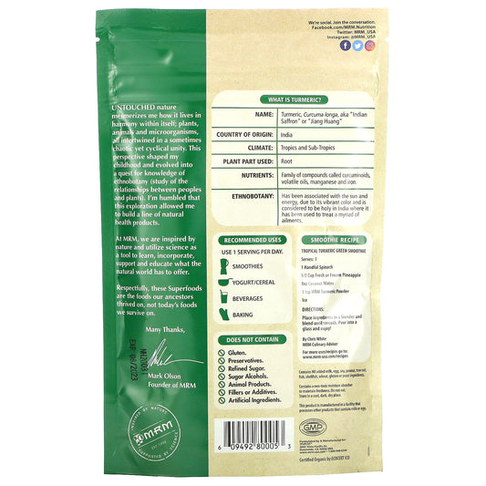 MRM, Raw Organic Turmeric Root Powder
