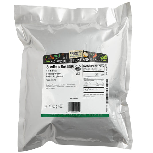 Frontier Co-Op, Organic Cut & Sifted Seedless Rosehips (453 G)