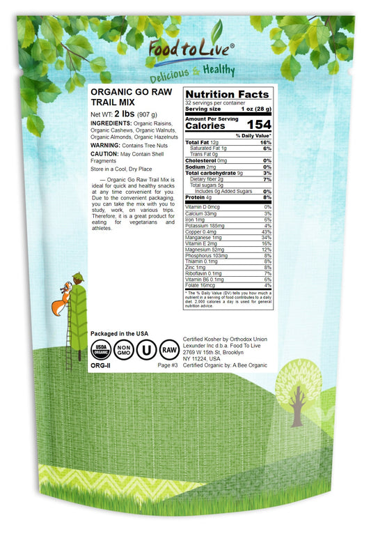 Organic Go Raw Trail Mix,s-Raw,Non-GMO,Kosher,No Added Sugar & Oil