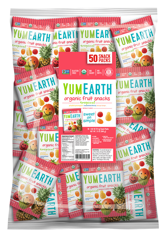 YumEarth Organic Fruit Snacks Tropical Bulk Candy, 50 Ct