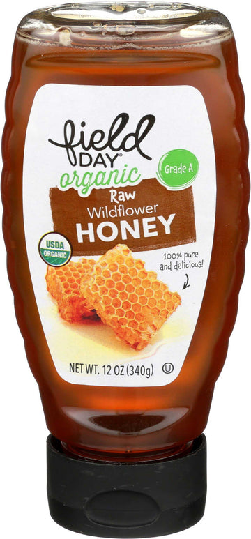 Field Day Organic 100 Percent Raw Wildflower Honey, 12 Per Case