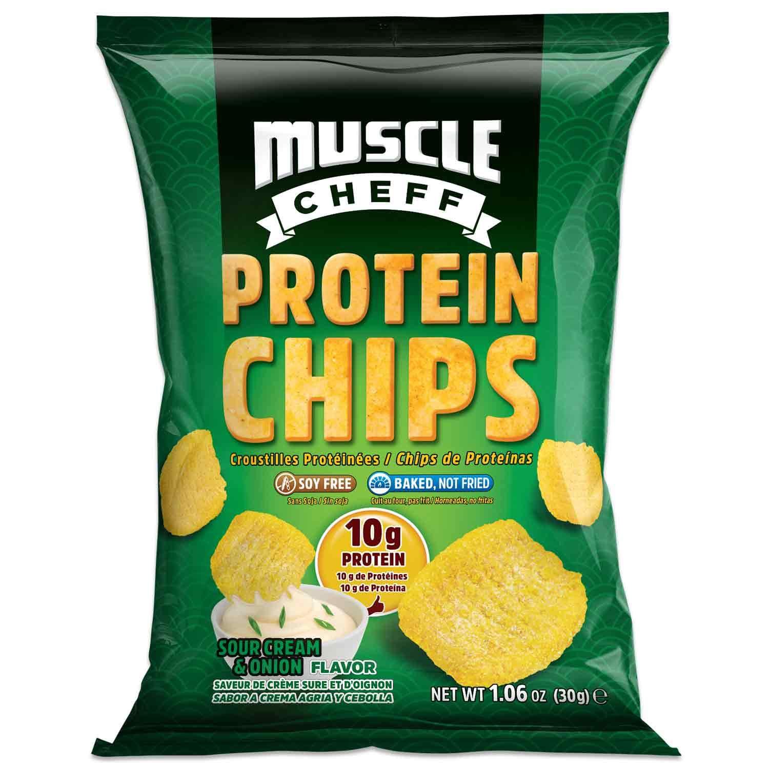 Protein Chips, Soy Free, Muscle Cheff, Fully Baked Pea Protein Chips, High Protein and Fiber, Low Carb, Keto (Sour Cream & Onion )