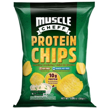 Protein Chips, Soy Free, Muscle Cheff, Fully Baked Pea Protein Chips, High Protein and Fiber, Low Carb, Keto (Sour Cream & Onion )