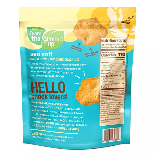 Real Food From The Ground Up Cauliflower Sea Salt Snacking Crackers