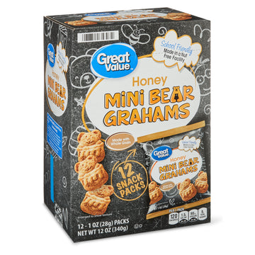 Great Value Honey Mini Bear Grahams, 12 Pack