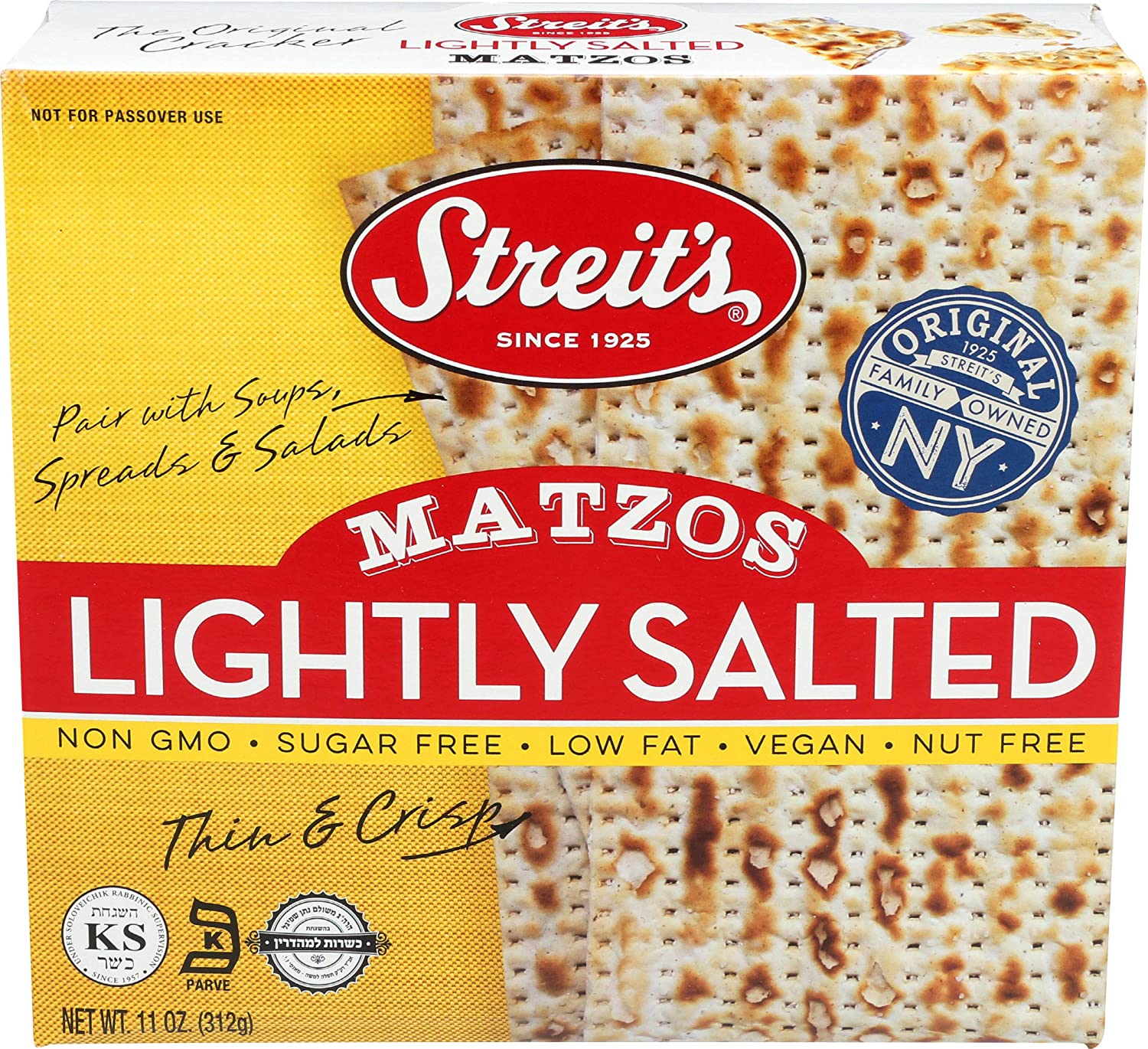 Streits, Lightly Salted Matzo ( Pack Of 3.)