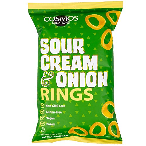 Cosmos Creations Premium Puffed Corn - Sour Cream and Onion Rings - Gluten Free Non-GMO …