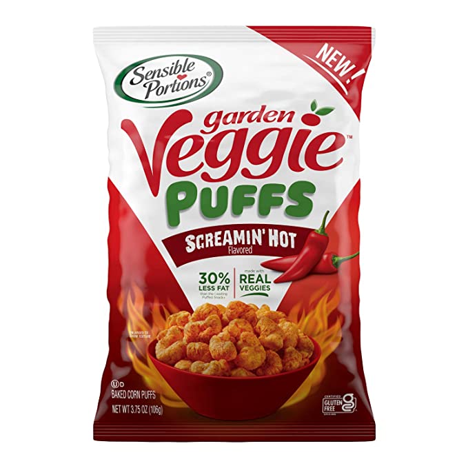 Sensible Portions Garden Veggie Puffs, Screamin’ Hot,  (Pack of 6)