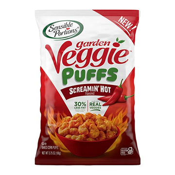 Sensible Portions Garden Veggie Puffs, Screamin’ Hot,  (Pack of 6)