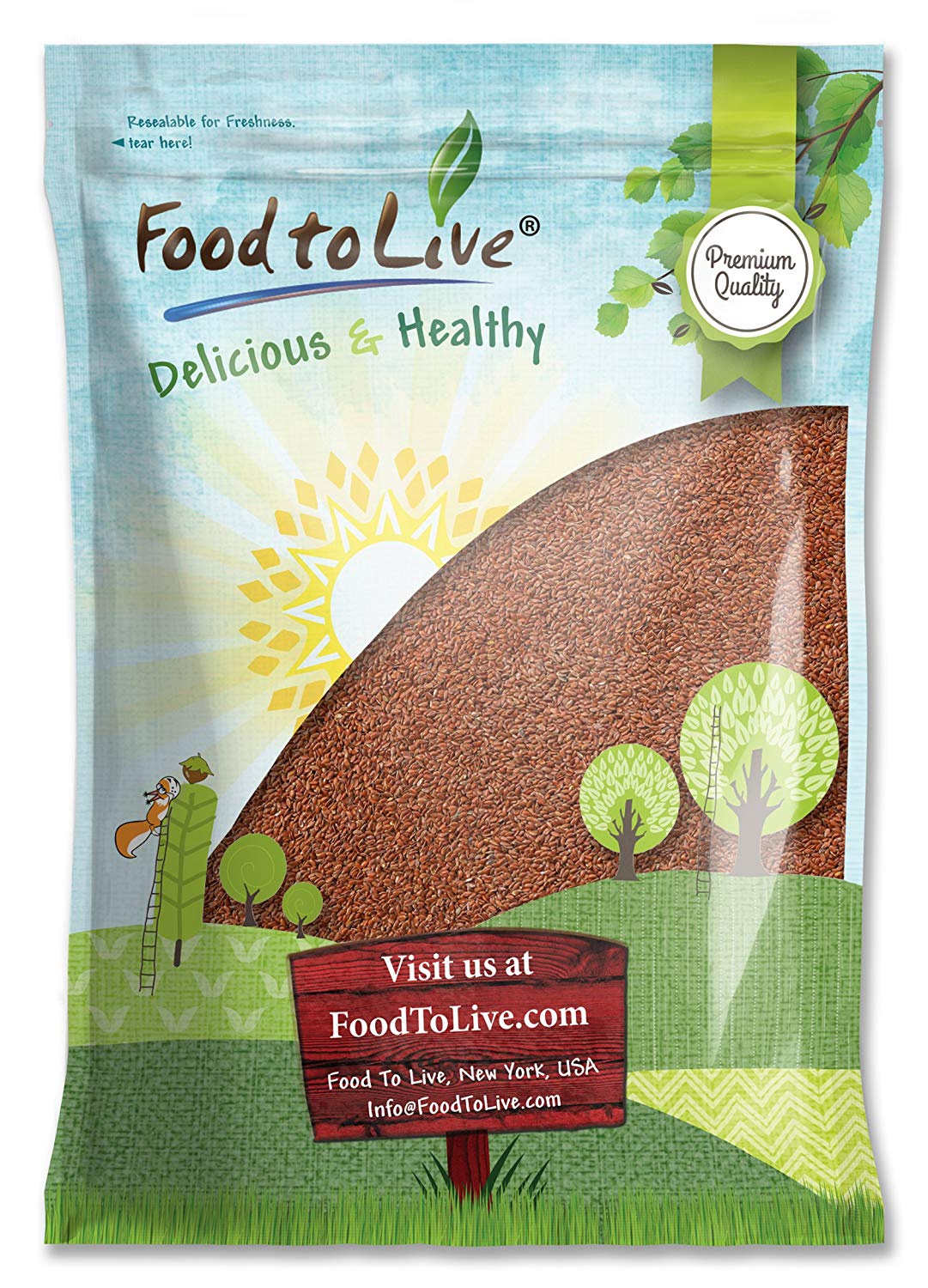 Flax Seeds Non-Gmo Verified, Raw Whole Flaxseed, Kosher, Vegan, Bulk, High Fiber Food, Omega 3