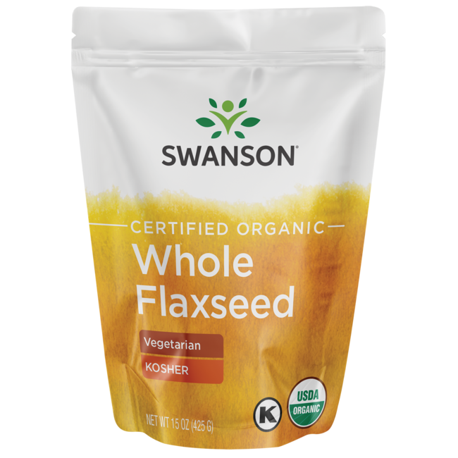 Swanson Certified Organic Whole Flaxseed 15 oz Package