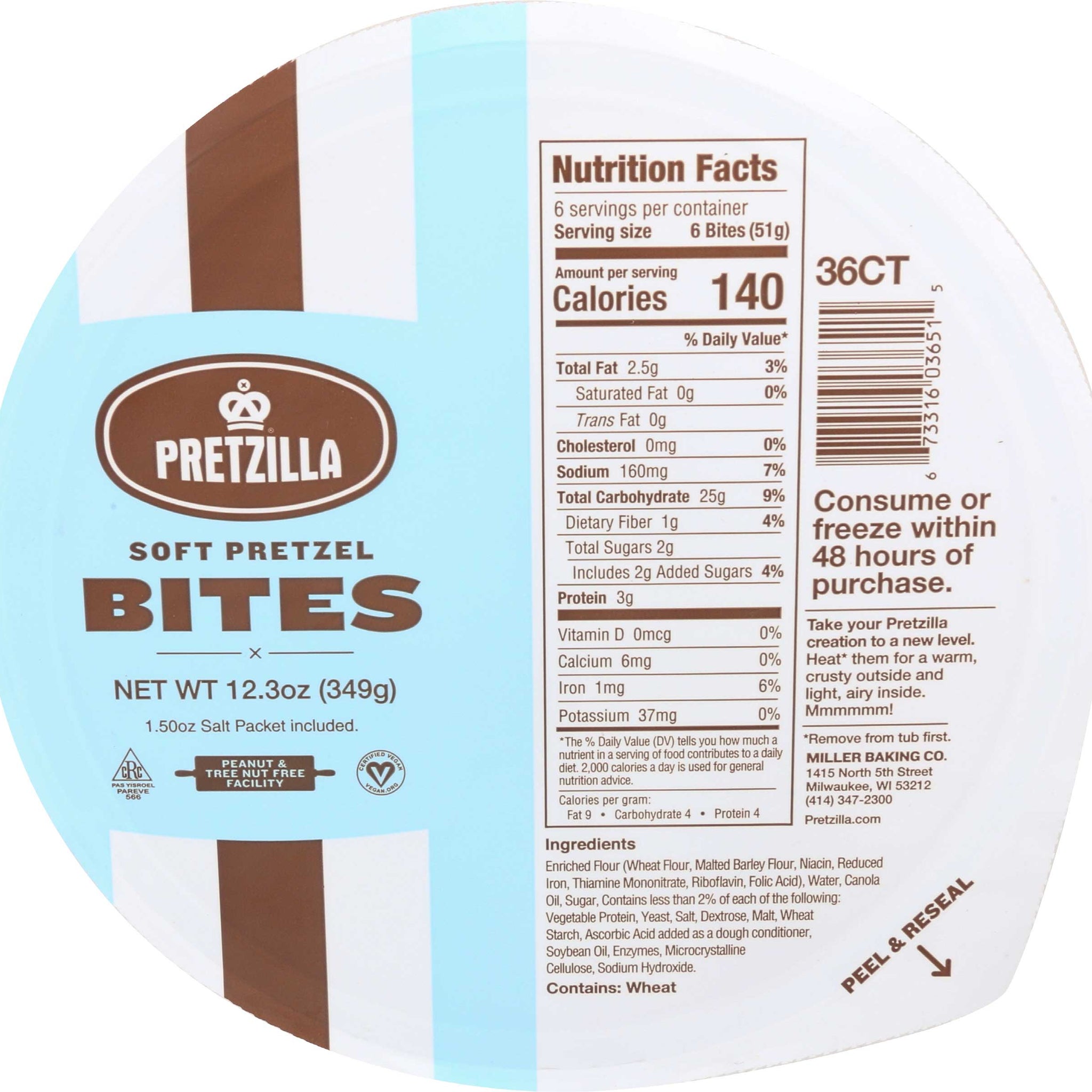 Pretzilla Soft Pretzel Bites ,  Tub -- 8 per case.