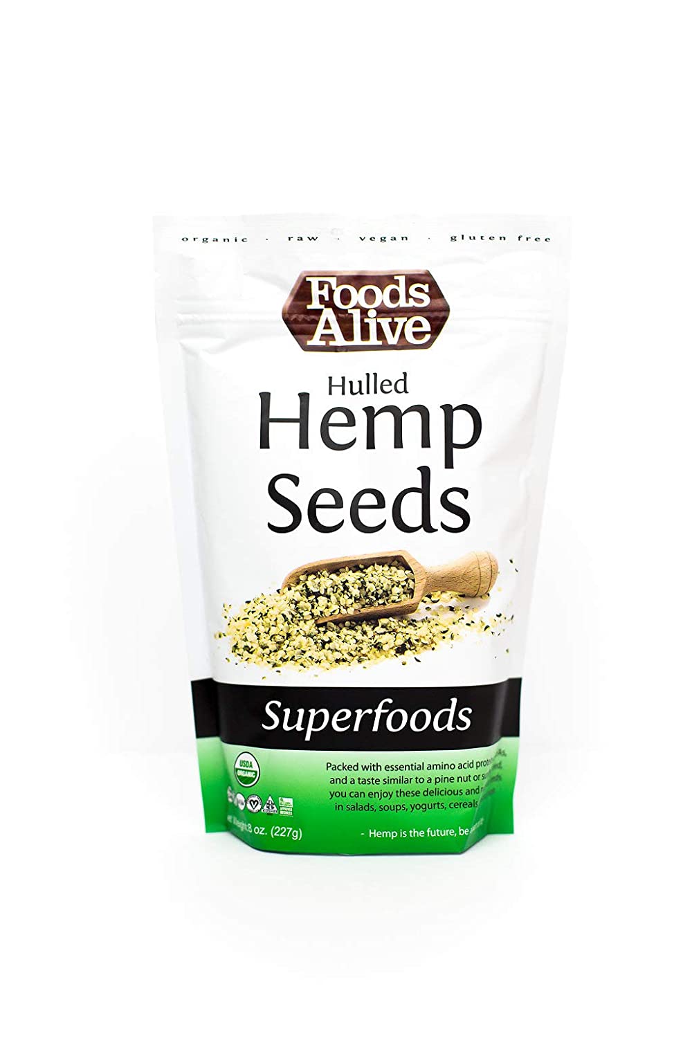Foods Alive Organic Hulled Hemp Seeds, Bags (Pack of 2)
