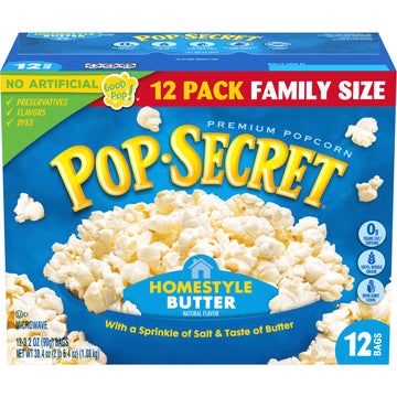 Pop Secret Microwave Popcorn, Homestyle Butter Flavor, 3.2 Oz Sharing Bags