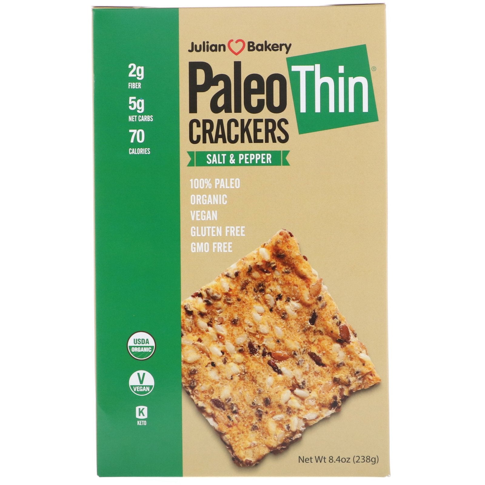 Julian Bakery Paleo Thin Crackers, Salt & Pepper,  (238 g)