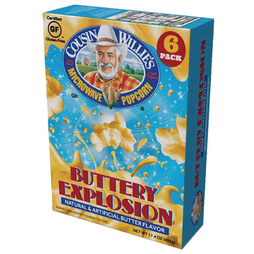 Cousin Willie’s Buttery Explosion Microwave Popcorn, 2.9 oz