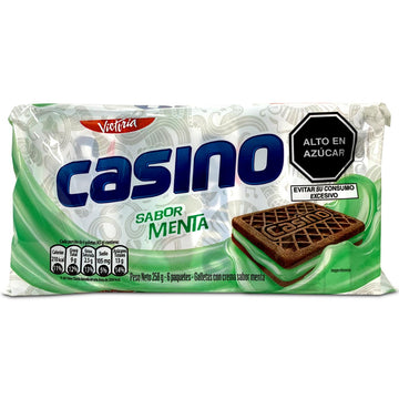 Victoria Casino Galleta Chocolate Crema sabor Menta 258g | Peruvian Chocolate Cookies with Mint Cream