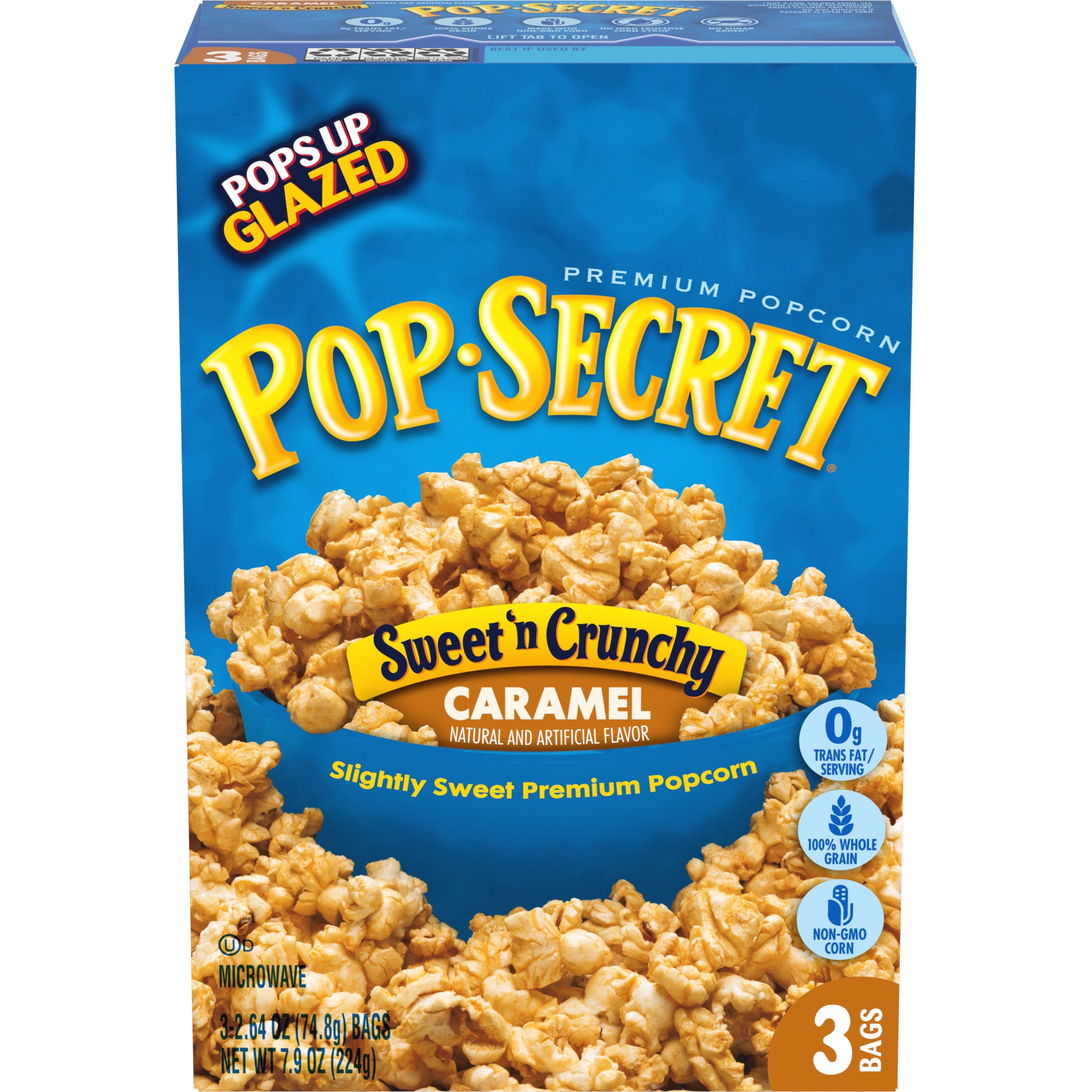 Pop Secret Popcorn, Sweet 'n Crunchy Caramel Microwave Popcorn,  Bags, 3 Ct