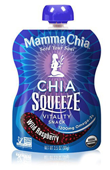 Mamma Chia Squeeze Organic Vitality Snack, Wild Raspberry, 8 Count