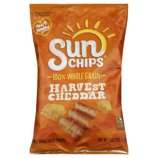 SunChips Harvest Cheddar Flavored Whole Grain Snacks, Bag