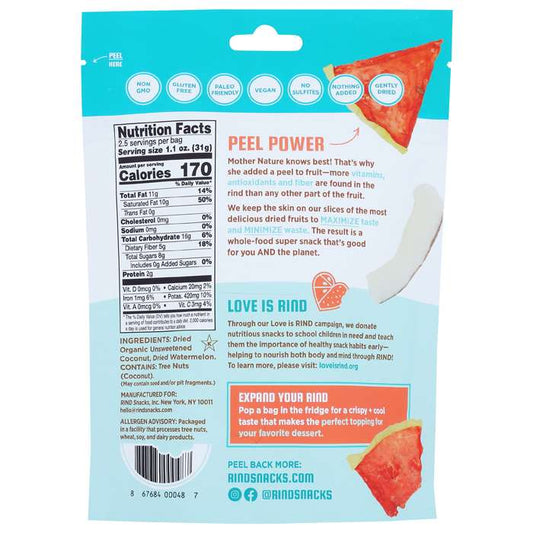 RIND Snacks Coco-Melon Dried Fruit Superfood, Organic Coconut, Watermelon, Cantaloupe -  Bag