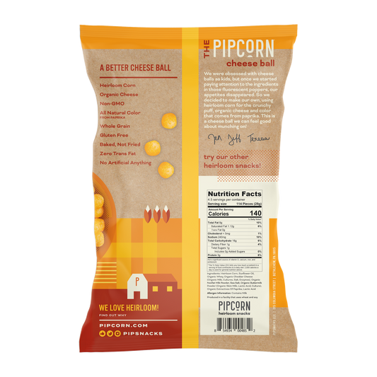 Pipcorn Non-GMO Cheddar Cheese Balls