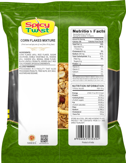 Spicy Twist -Indian Snack Mix- Corn Flake Mixture  1 Pack