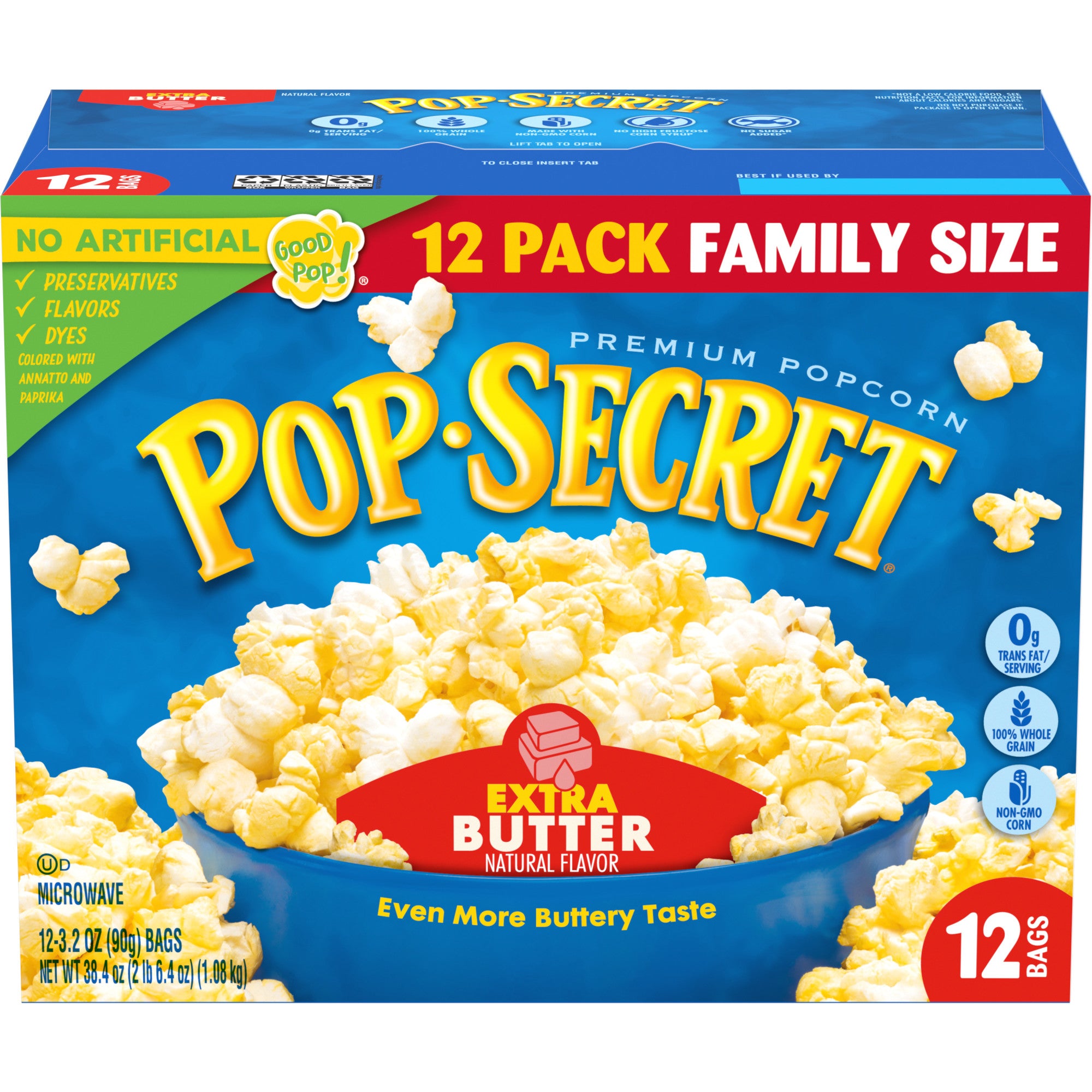 Pop Secret Microwave Popcorn, Extra Butter Flavor, 3.2 Oz Sharing Bags