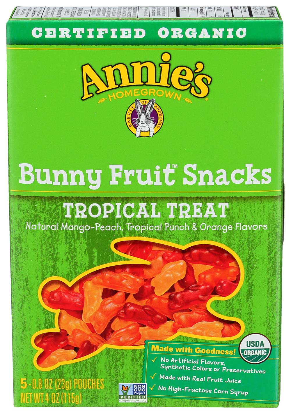 Annies Homegrown Organic Tropical Treat Bunny Fruit Snacks -- 10 Per Case