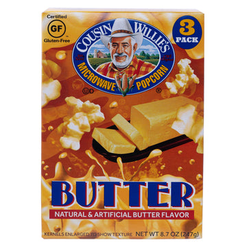 Cousin Willie’s Butter Microwave Popcorn, 2.9 oz