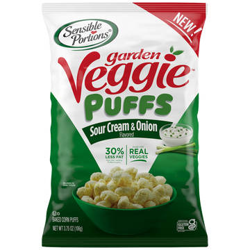 Sensible Portions Garden Veggie Sour Cream & Onion Corn Puffs,  Bag