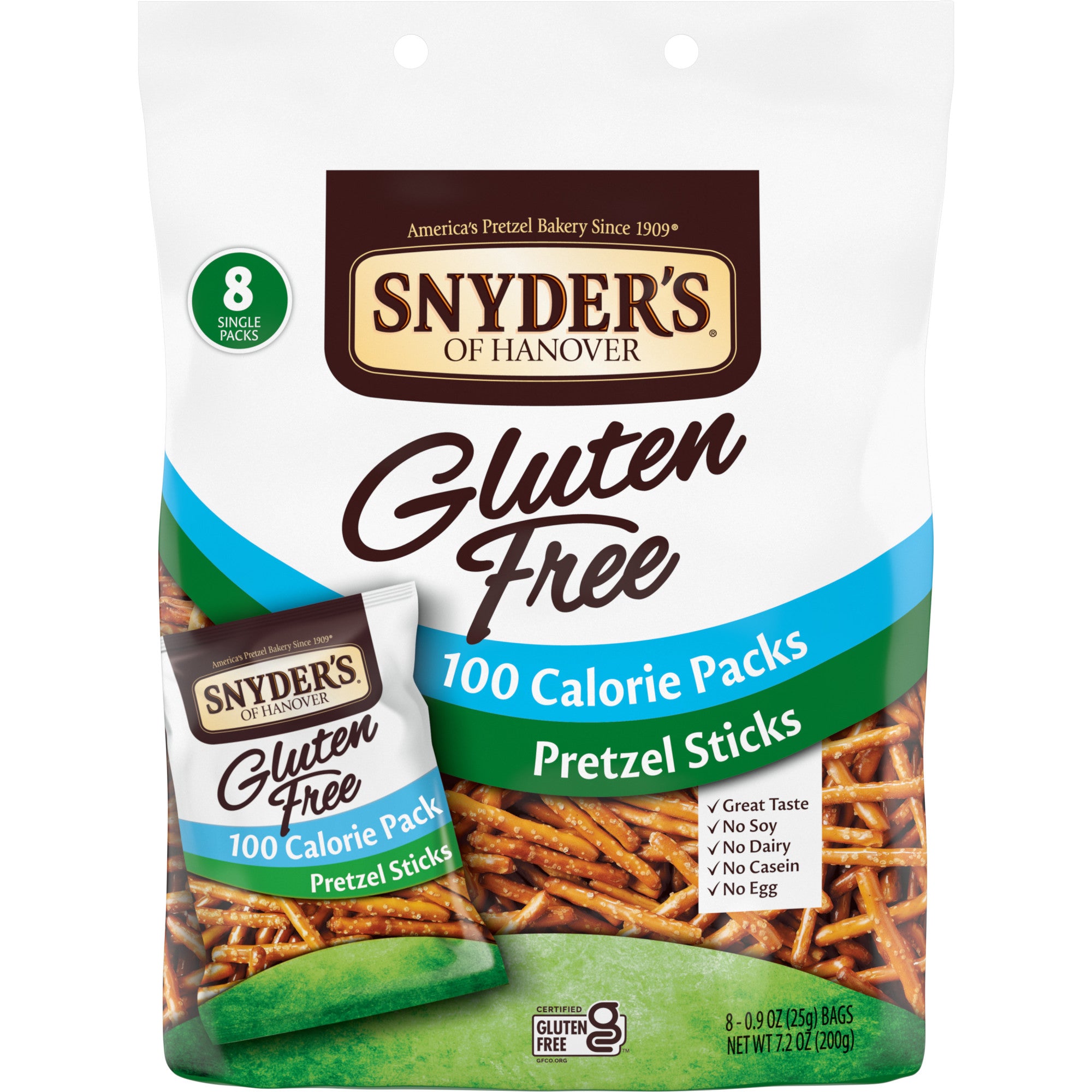 Snyder's of Hanover Gluten Free Pretzel Sticks, 100 Calorie Individual Packs, 8 Ct