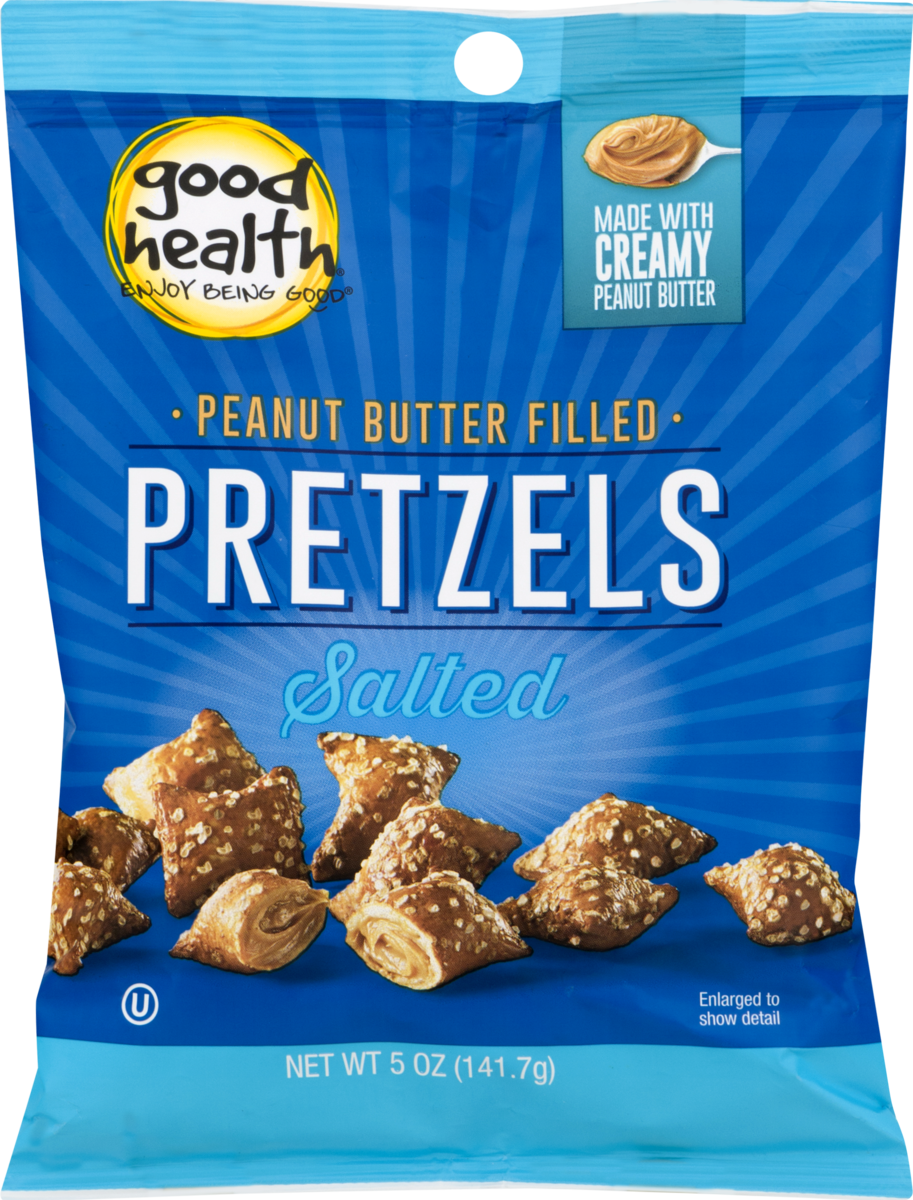 Good Health Peanut Butter Filled Salted Pretzels 5 oz. Bags