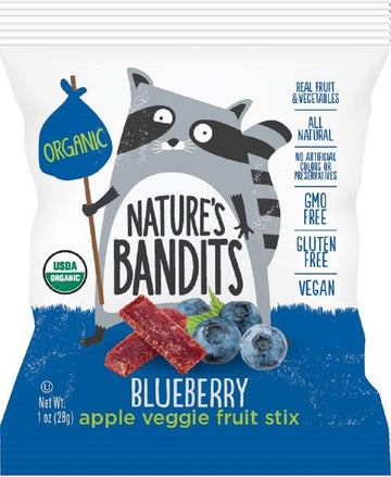 Organic Fruit & Veggie Stix - Blueberry, 1 Box Of 16 Bags - Gluten Free, Vegan, Kosher Snacks