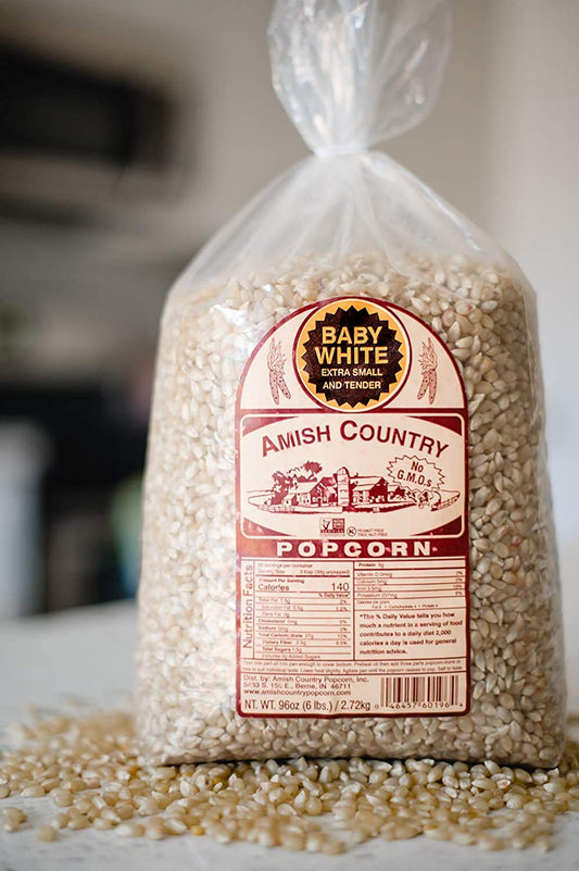 Amish Country Popcorn | Bag | Baby White Popcorn Kernels | Small and Tender | Old Fashioned with Recipe Guide (Baby White, Bag) Can I sell?