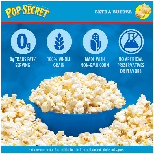 Pop Secret Microwave Popcorn, Extra Butter Flavor, 3.2 Oz Sharing Bags